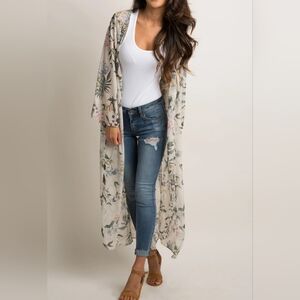 Floral semi sheer duster cardigan